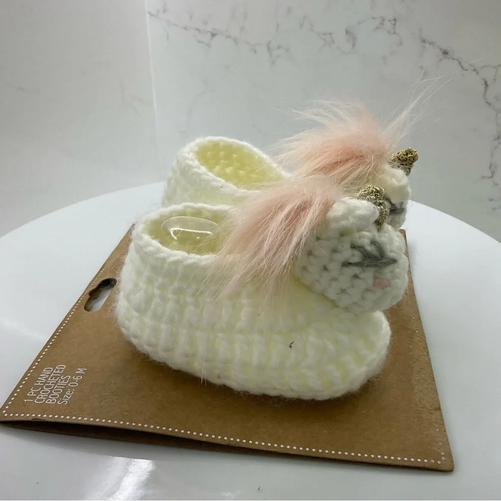 So’Dorable hand crocheted booties unicorn size 0-6M New